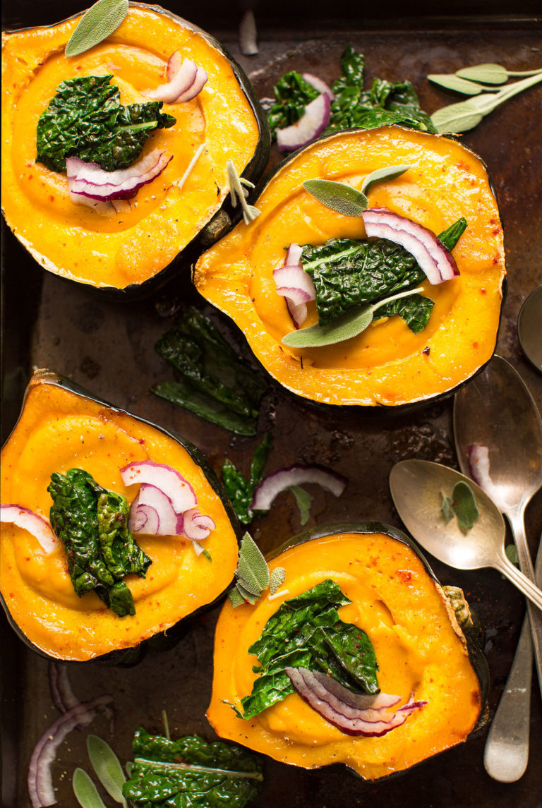 Amazing Squash Soup in Acorn Squash Bowls